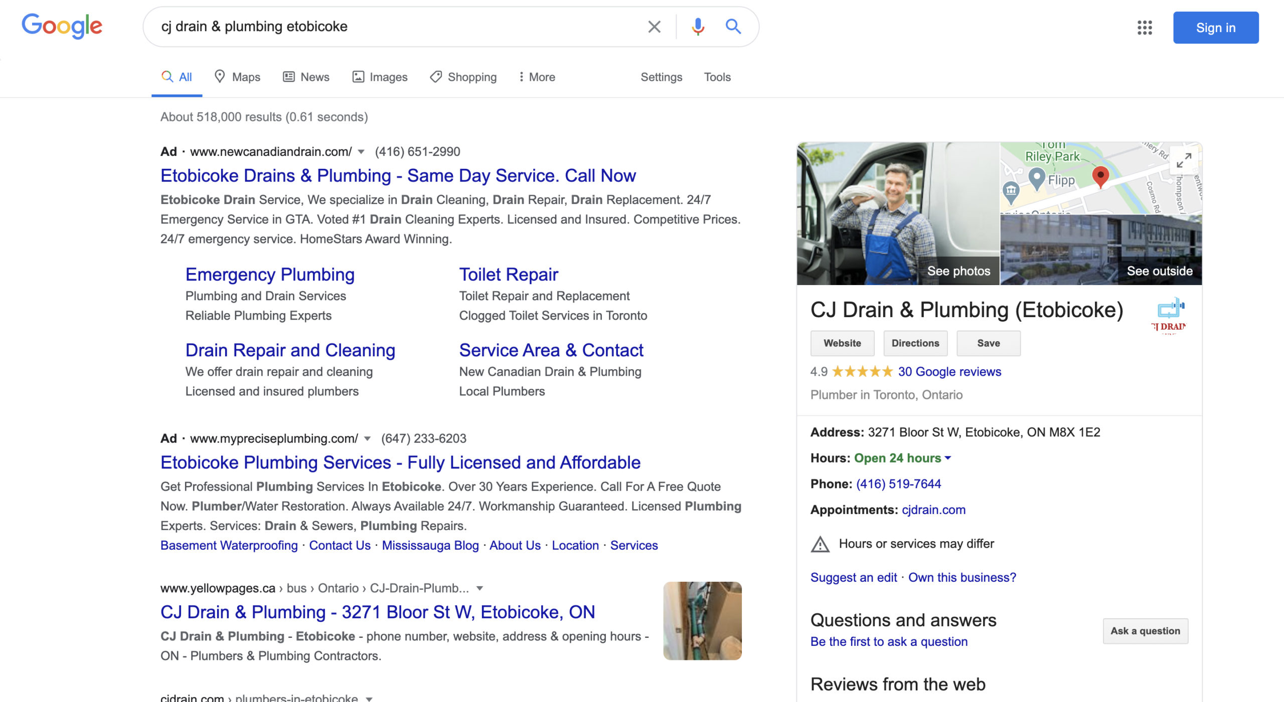 Google Business listing