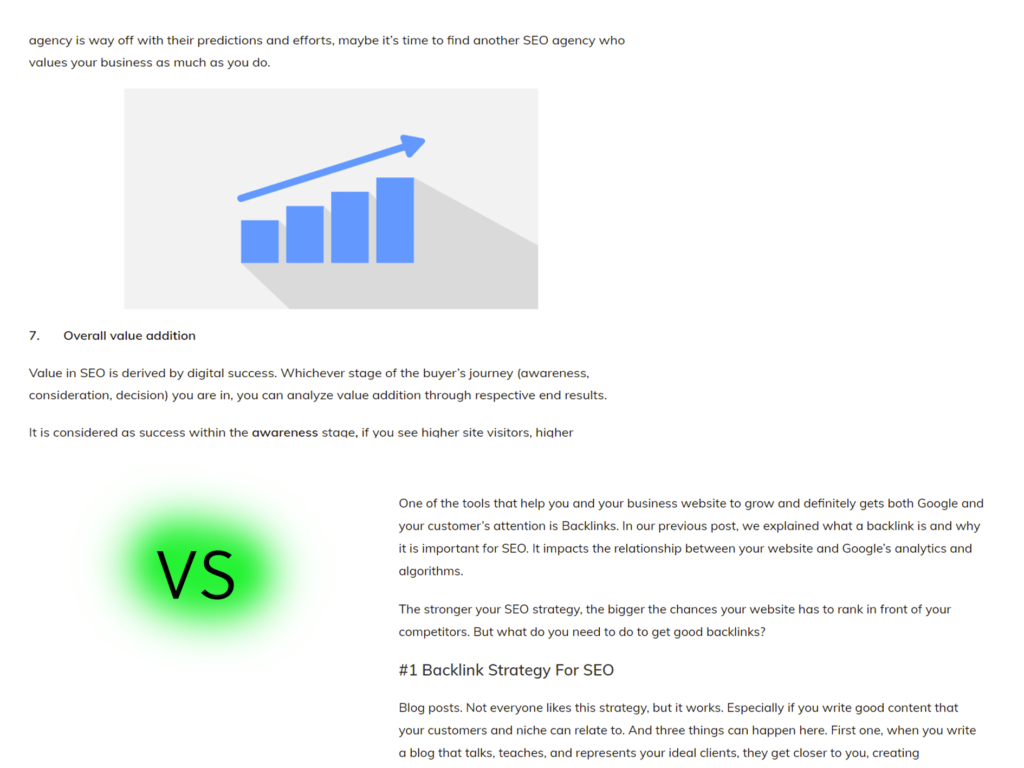 Content with & without images for on-page SEO